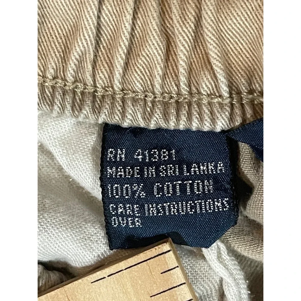 Polo Ralph Lauren Khaki Chino Shorts Mens XL Tan Elastic Waist Green Pony Logo